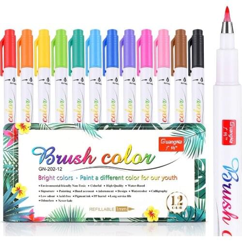 12 Colors Metallic Marker Pen Soft Brush Pen Art Marker Pen Set DIY Scrapbooking Crafts For Stationery School Supplies