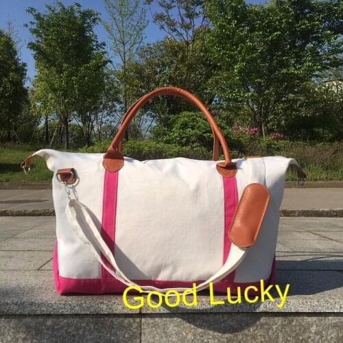 50pcs/lot Wholesale Monogram Personalized Weekend Travel Bag Ladies Women Duffle Tote Bags Canvas Overnight Bag