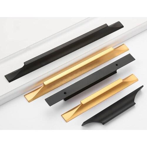 American Style Black Cabinet Handles Gold Solid Aluminum Alloy Kitchen Cupboard Pulls Drawer Knobs Furniture Handle Hardware