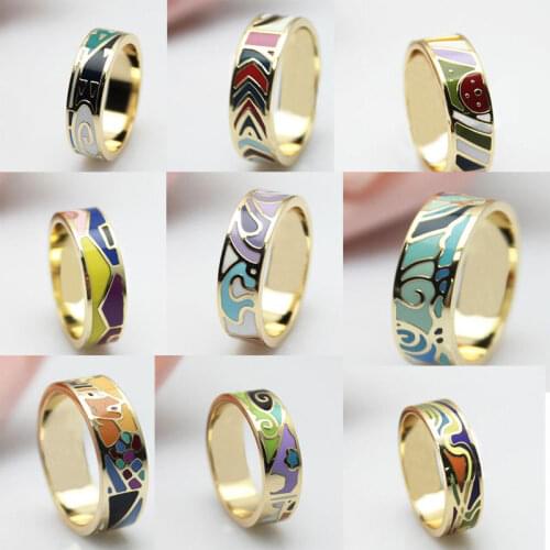 Big Promotion For 9 Styles Colorful Thin Copper Enamel Jewelry Ring For Girls
