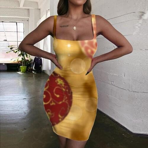 Giyu Brand Christmas Dresses Women Decorate Halter Sleeveless Graphics Ladies Dresses Art 3d Print Womens Clothing Mini Evening