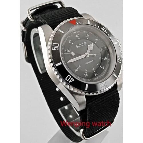 40mm BLIGER Luxury mens watch date magnifier luminous saphire glass ceramic bezel Automatic movement watch men W2637