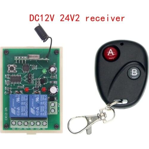DC 12V 24V 2 CH 2CH RF Wireless Remote Control Light Motor Switch System, AB Transmitter + Receiver,315 / 433 MHz