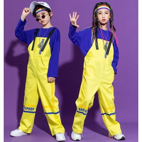 Kids Street Dance Costume Girls Hip Hop Clothing Loose Overalls Rompers Boys Jazz Hiphop Outfits Stage Performance Wear BL5525