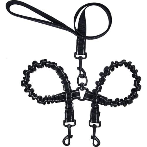 Dog Leash Double-Headed Shock Absorbing Bungee Standard Leash With Padded Handles Multi-function Pull With Dog Leash