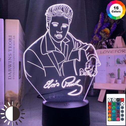 Elvis Presley Figure Night Light Led Color Changing Nightlight The Hillbilly Cat King of The Western Pop Bedroom Lamp Fans Gift