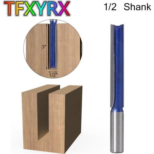 1pc 1/2 Inch Shank Extra Long Straight Router Bit Milling Cutter for Wood Woodworking Tool 3 Inch Blade 1/2 inch Dia