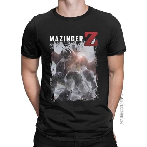 Mens T-Shirt Mazinger Z Retro Robot Novelty 100% Cotton Tees Classic Short Sleeve T Shirt Crewneck Clothes Plus Size