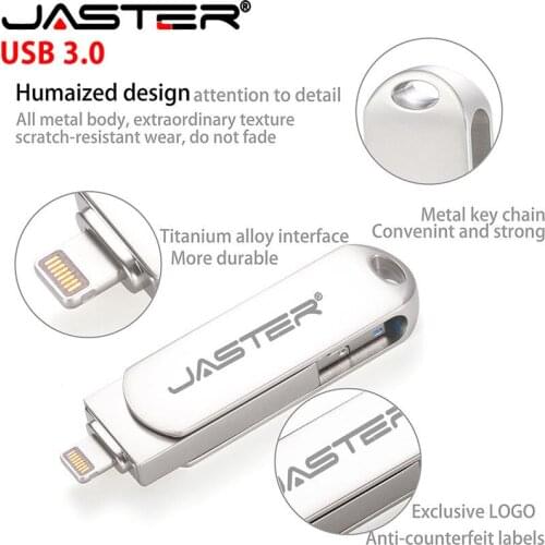 JASTER Apple U Disk Voor Mobiele Telefoon Metalen Roterende U Disk Mobiele Telefoon Android Computer Drie-In-een micro High-Spee