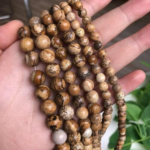 4 6 8 10 12 mm 15inches Natural Stone Picture Jasper Round Loose Spacer Beads For Jewelry Making DIY Necklace Bracelet Wholesal