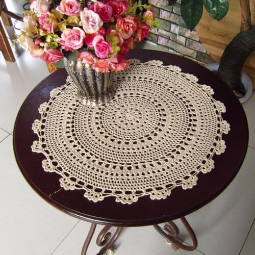 Handmade Crochet Chain Hook Flower Pure Cotton Woven Round Cup Tray Potholder Beverage Banquet Home Retro Decorative Coaster