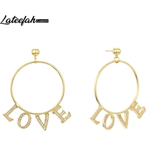 Lateefah 1 Pair Personalized Custom Name Earrings Women Customize Initial Cursive Nameplate Earring Gift For Friend Girls