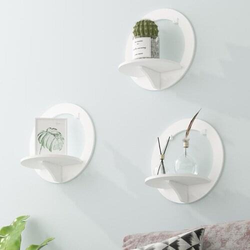 Wall Shelf Free Punching Wall-Mounted Storage Rack Water Vase Flower Stand Wall Potted Rack Room Organizer Ornament Holder
