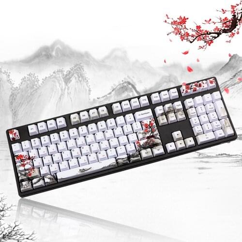 New 109 Beautiful View PBTkeycap OEM Height Five-sided Heat-up Korean Japanese Keycap For Cherry MX Annie Mechanical Keyboard
