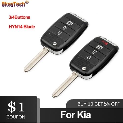 OkeyTech 3/4 Buttons For KIA RIO K3 Sorento Carens K5 K2 Cerato Forte Flip Folding Auto Remote Key Case Fob Housing Key Shell
