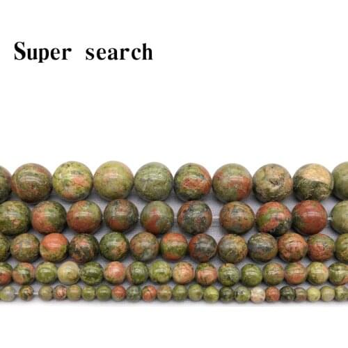 Wholesale 4/6/8/10/12mm Natural agata Unakite stone flower green Round loose Beads 15" DIY jewelry Necklace making for bracelet