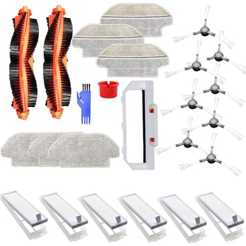 Main Side Brushes for Mijia STYJ02YM Vacuum Cleaner Brush Cover Rag Mop Cloth Filters for Viomi V2 Pro V-RVCLM21B Cleaning Parts