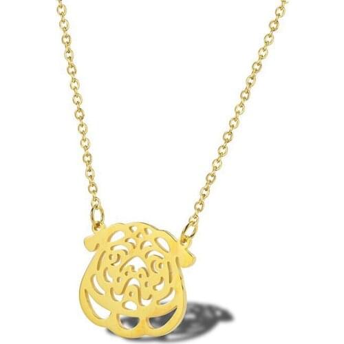 RIR Stainless Steel French Bulldog Necklace Animal Dog Pet French Bulldog Pendant Necklaces Jewelry For Men Women