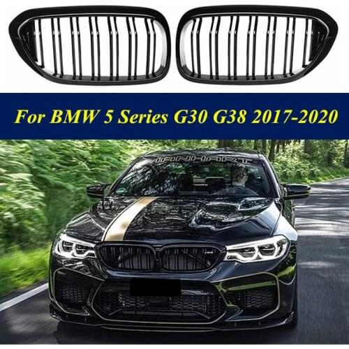 Front Racing Kidney Grille for Bmw New 5 Series G30 G38 525I 530I 540I 550I 17-20 M-Performance Bumper 2 Slat Grill Replacemt