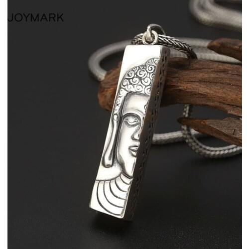 S925 Sterling Silver Hollow Pendant Amitābha Buddha Half Buddha Amulet Necklace Pendant For Men Women TSP221