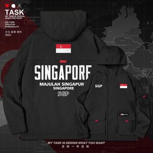 Singapore Singaporean SGP men jacket hooded nation flag printed mens jackets top chaquetas hombre windbreaker clothes autumn