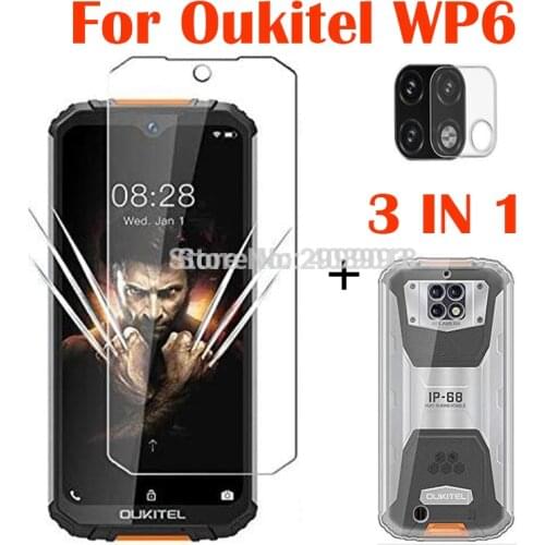 3-in-1 Glass Case For OUKITEL WP6 Case Soft Clear Shockproof Phone Cover For OUKITEL WP6 Case