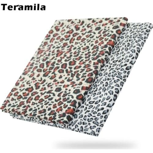 Teramila Leopard Pattern Printed Plaid Cotton 100% Fabrics for Needlework Handicraft Sewing Cloth by Per Meters Handmade Clothes