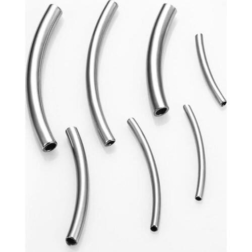 10pcs/lot stainless steel DIY Jewelry Making Curved Noodle Tube Spacer Beads Connector Jewelry Findings hole 3mm/2mm/1.5mm