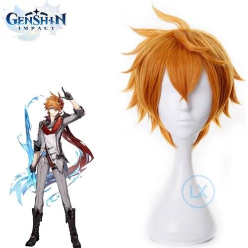 In stock Game Genshin Impact Cosplay Wigs Tartaglia Ajax Cosplay Wig Halloween Party Men Women Heat Resistant Synthetic Hair