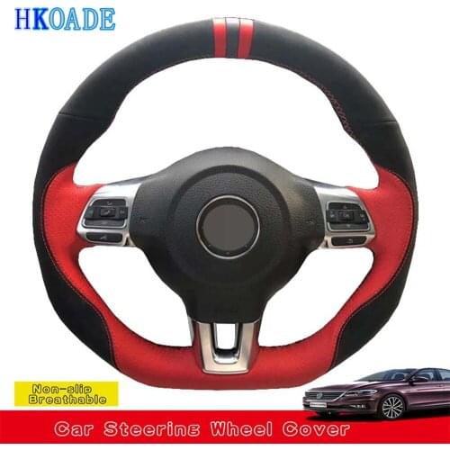 DIY Hand-stitched Soft Suede Car Steering Wheel Cover For VW Polo GTI Scirocco R Passat CC R-Line 2010 Volkswagen Golf 6 GTI MK6