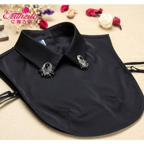 All-match female shirt false collar rhinestone shirt autumn and winter black and white collar