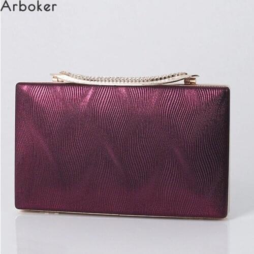 Women PU Leather Evening Bag Solid Diamond Hasp Handbag Female Luxury Dinner Party Box Ladies Mini Chain Hand Bags Day Clutch