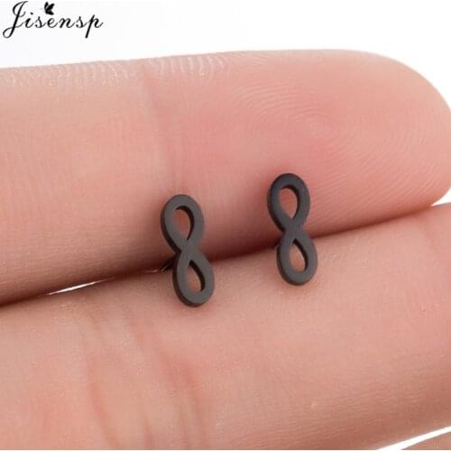 Jisensp Unique Eternity Infinity Stud Earrings for Women Forever Love Jewelry Accessories BTS Earrings Black 8 Earings orecchini