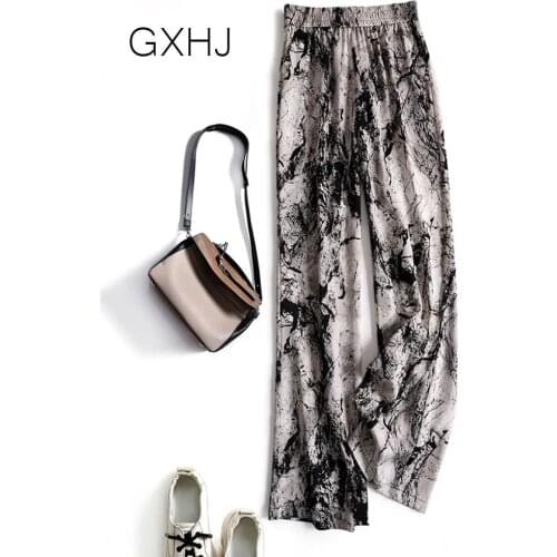 Women Tie-dye printing pant Female Loose Trousers women Ink painting summer comfortable wide-leg pants S-4XL Elegant trousers