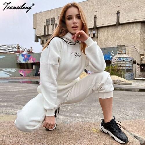 Pullover Crop Top Lounge Set Sport Wear Hoodies Tracksuit Vetement Femme Two Piece Outfits Joggers Women Casual Suit Winter 2020