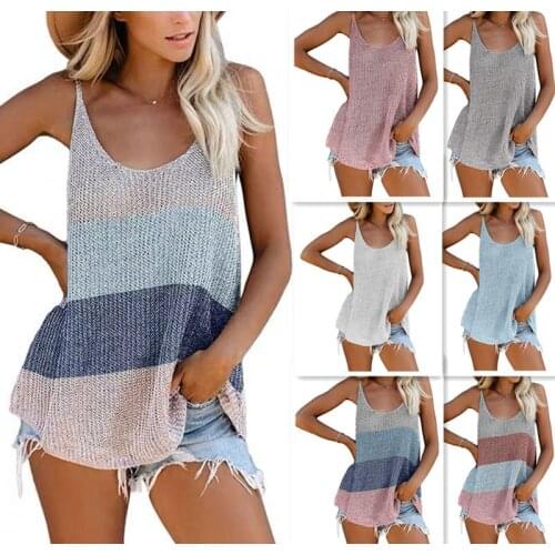 Women Oversize Scoop Neck Tank Tops Causal Sleeveless Knit Shirts Tunic Camis Loose Fashion Summer Sweater Vest Blouses