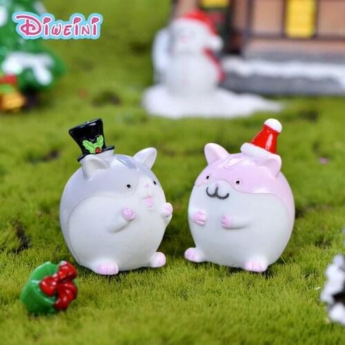 2pc Red Hat Christmas Mouse cartoon rat action Figure Miniature Figurine home Garden Dollhouse Decoration DIY Accessory toy gift