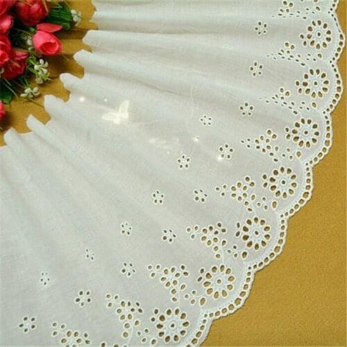 3Yards/lot Width 23cm White100% Cotton Embroidered Lace Fabrics, Womens Clothing Diy Lace Trim, Free Shipping RS625