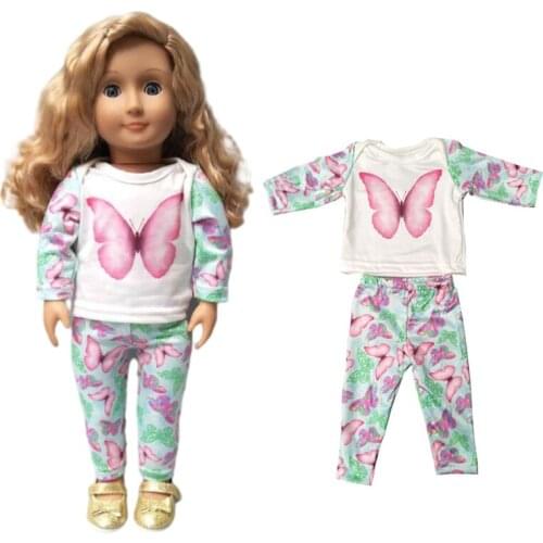 40cm baby doll clothes for 17 inch baby doll butterfly clothes pants set for 18 inch doll clothes set