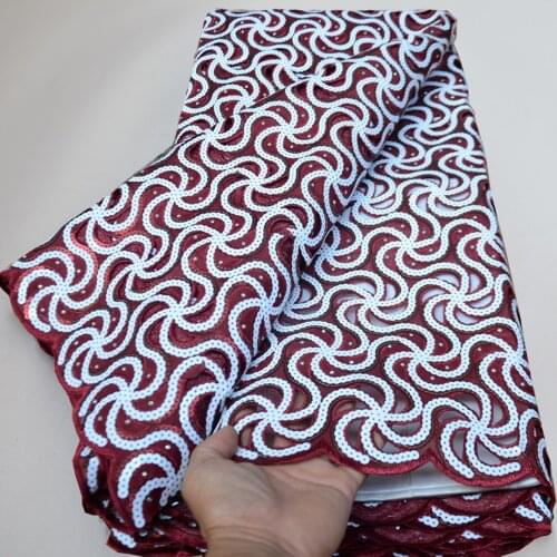 5yards/pc) 2021 Newest embroidered African hand cut organza sequins lace fabric high quality for party dress OP171