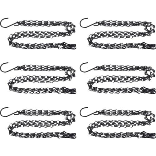 6 Pack Hanging Chain, HEAVY DUTY 50cm Hanging Flower Basket Replacement Chain -3 Point Garden Plant Hanger for Outdoor or Indoor