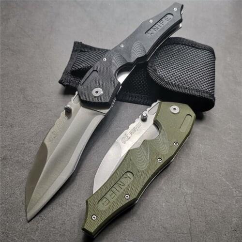 9" Knife 55-56HRC 7Cr13 Stainless Steel Knife, Pocket Knife G10 Handle Outdoor Camping EDC Tool, High Quality Folding Knife