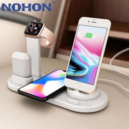 NOHON 5 in 1 Wireless Charger Stand For iPhone 8 Plus XR XS Max Multi-function Fast Charging Station For iWatch 5 4 3 2 Airpods