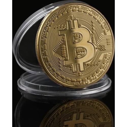 1pc Physical Metal Antique Imitation BTC Coin Gold Plated Physical Bitcoins Casascius Bit Coin BTC With Case Gift Art Collection