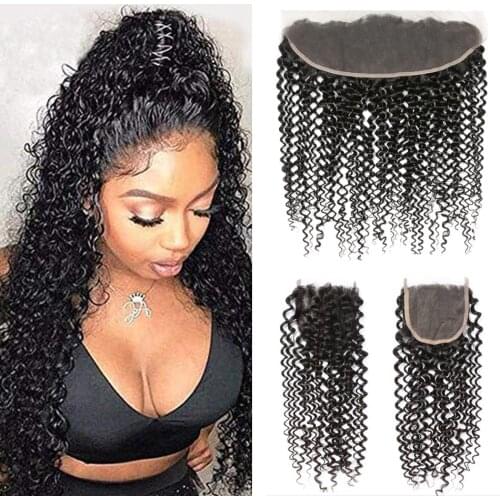HotWave Human Hair 4x4 HD Lace Closure Afro Kinky Curly 100% Human Remy Hair Black Women13x4 Transparent Ear To Ear Lace Frontal