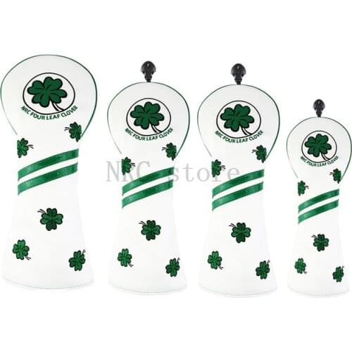 Golf Headcovers Golf Club Head Covers Driver Fairwaywood Hybrid Covers Set (460cc) Four Leaf Clover Customizable Putter Covers