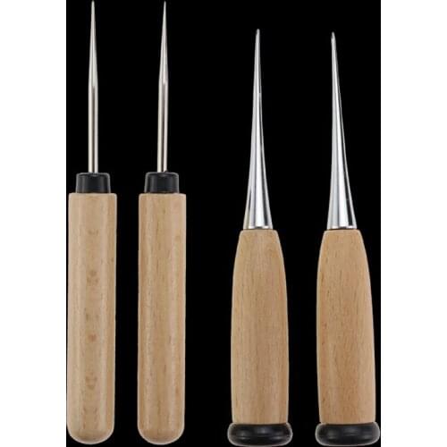 DIY leather tool wooden handle in black cone carving tool hand-sewn puncture cone