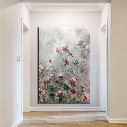 Pink Flowers 100% Hand Painted Abstract Modern Art Oil Painting On Canvas Wall Art Wall Painting For Live Room Large Size