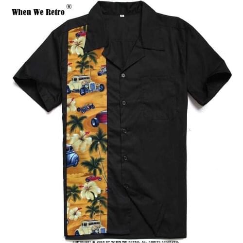 When We Retro 1950s Rockabilly Mens Shirt ST110 Rock N Roll Short Sleeve Punk Rave Shirt Mens Hip Hop Stitching Men Shirt