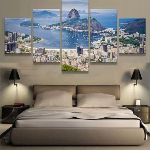 Wall Art Canvas Painting Pictures Printed Poster Brazil Rio De Janeiro 5 Panel Home Decor For Living Room Modern